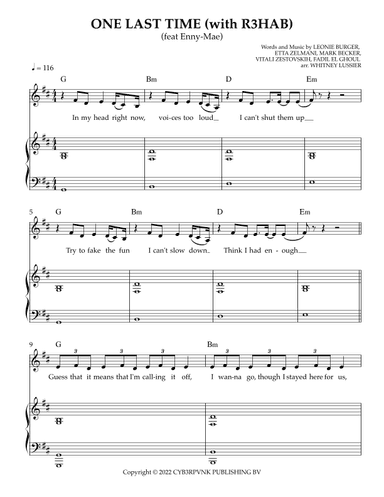 One Last Time With R3hab Feat. Enny Mae (arr. Whitney Lussier)