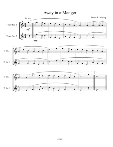 Away in a Manger ( tenor sax duet) (arr. B C Dockery)