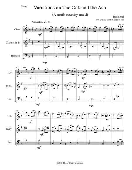 Variations on The Oak and the Ash (A north country Maid) for wind trio (oboe, clarinet, bassoon) (arr. David Warin Solomons)