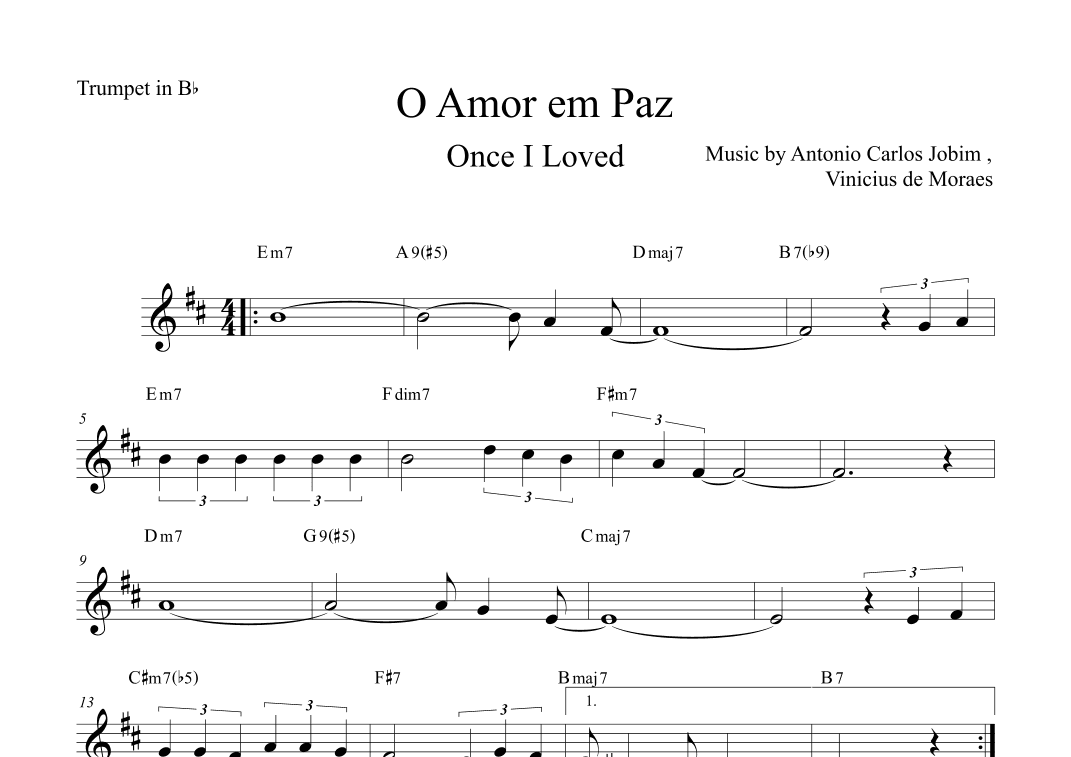 Once I Loved (amor Em Paz) (love In Peace) (arr. The Sheet Music Library)