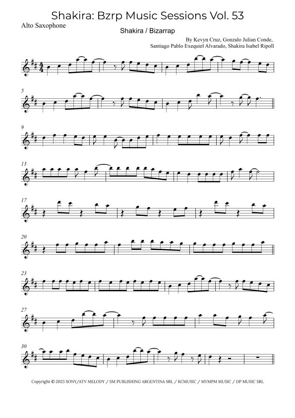 Shakira: Bzrp Music Sessions Vol. 53 (arr. Alex Nunes Rodrigues)
