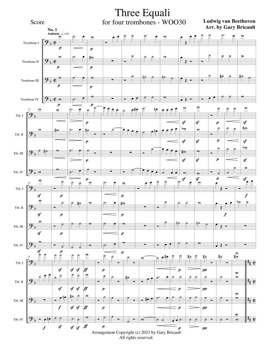 Three Equali  - WOO30 (arr. Gary Bricault)