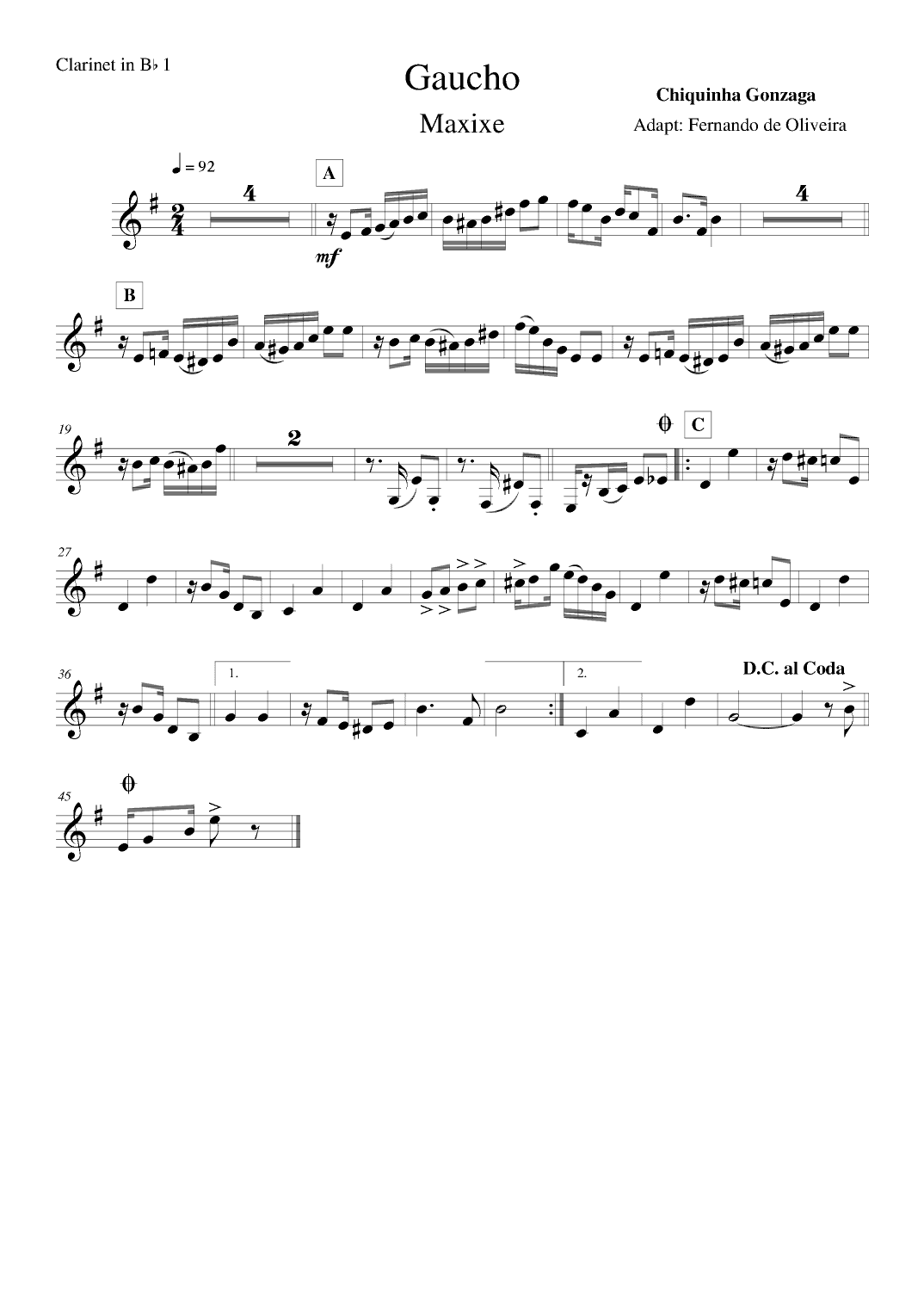 Gaúcho Corta Jaca ( Brazilian Tango) (arr. Fernando Oliveira)