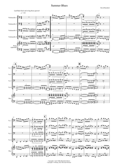 Summer Blues for Cello Quartet