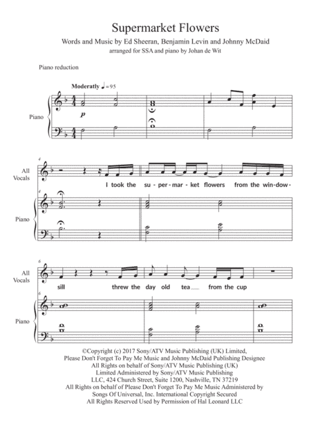 Supermarket Flowers (arr. Johan de Wit)