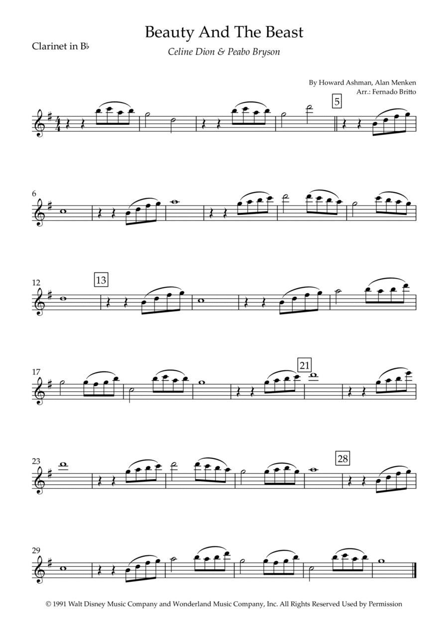 Beauty And The Beast (arr. Fernando Britto)