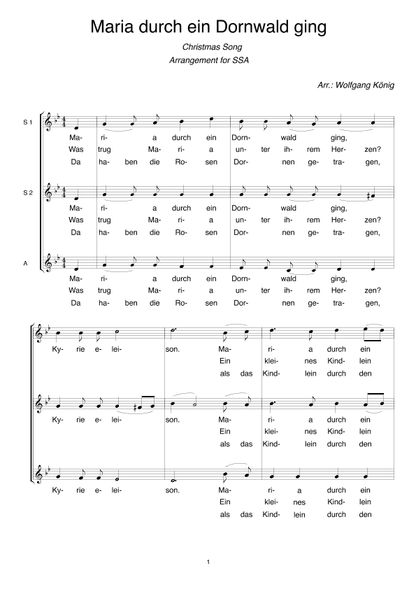 Maria durch ein Dornwald ging (arr. Wolfgang König)