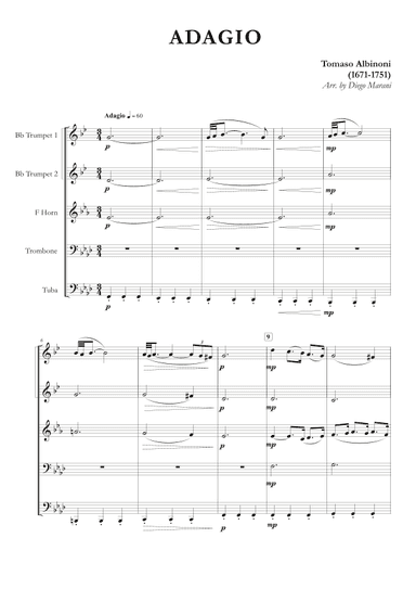 Albinoni's Adagio for Brass Quintet (arr. Diego Marani)