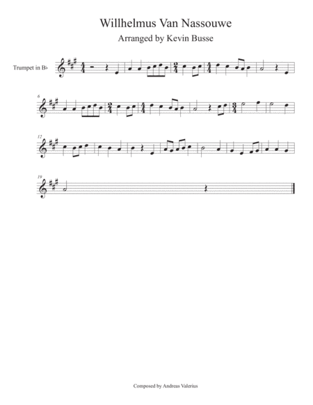 Wilhelmus Van Nassouwe - Trumpet (arr. Kevin Busse)