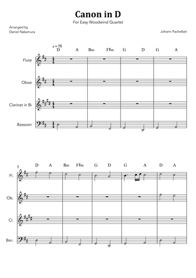 Canon In D (for Woodwind Quartet) (arr. Daniel Nakamura)