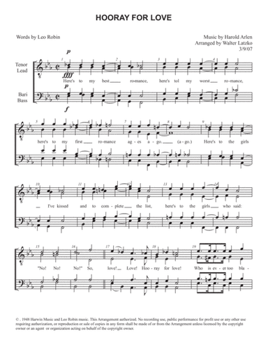 Hooray For Love (arr. Walter Latzko)