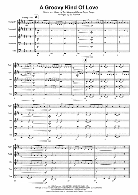 A Groovy Kind Of Love (arr. Ed Puddick)