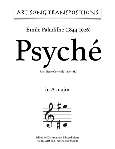 PALADILHE: Psyché (transposed to A major) (arr. ArtSongTranspositions.com)