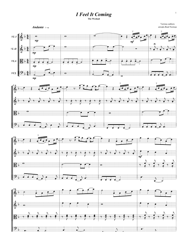 I Feel It Coming (arr. RAUL NORIEGA)
