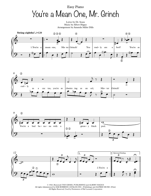 You're A Mean One, Mr. Grinch (arr. Amanda Dills)