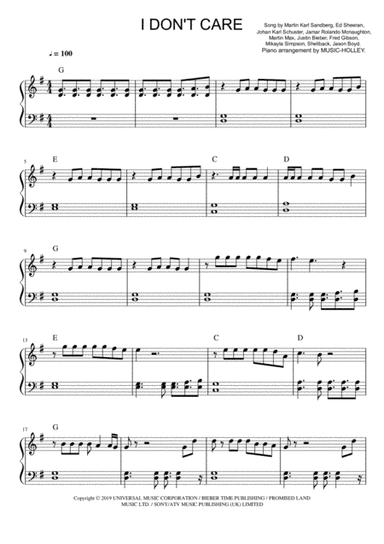 I Don't Care (arr. Music-holley)