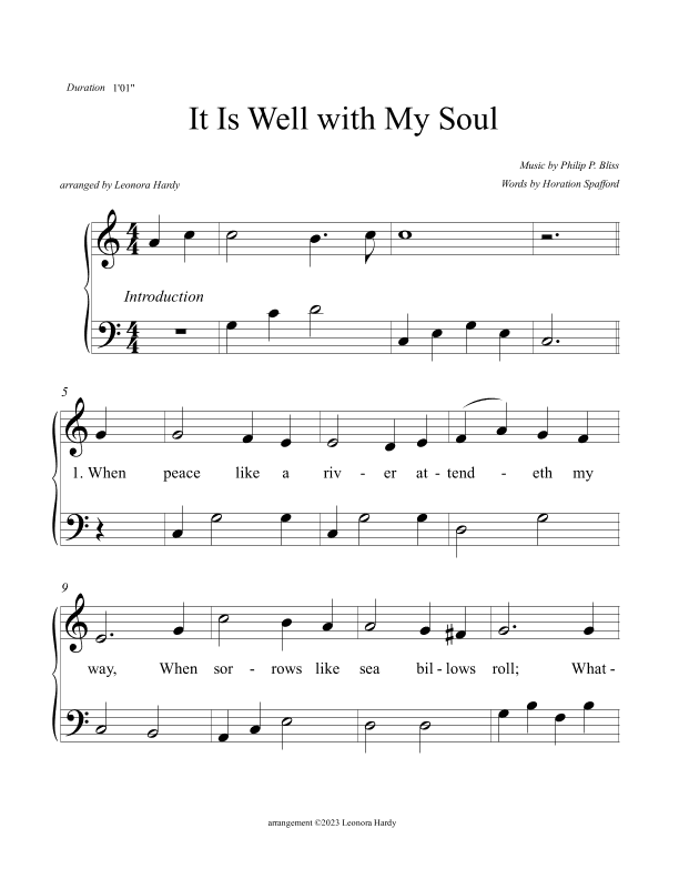 It Is Well With My Soul (When Peace, Like a River) (Beginner) (arr. Leonora Hardy)