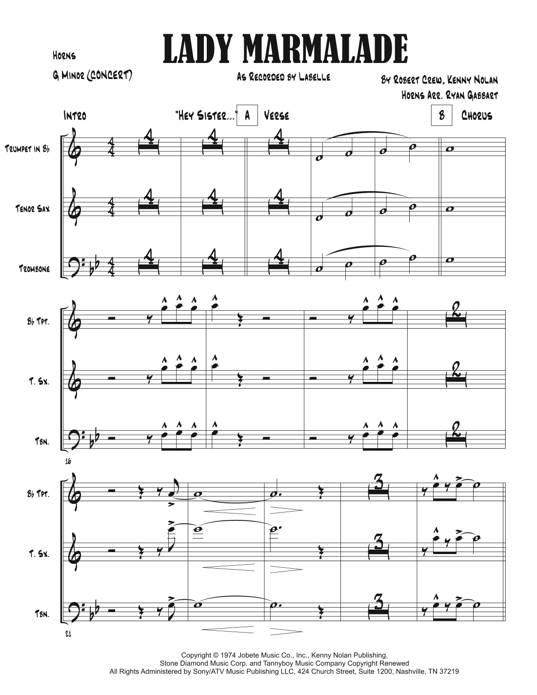 Lady Marmalade (arr. Ryan Gabbart)