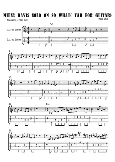 Solo Miles Davis on So What for guitar