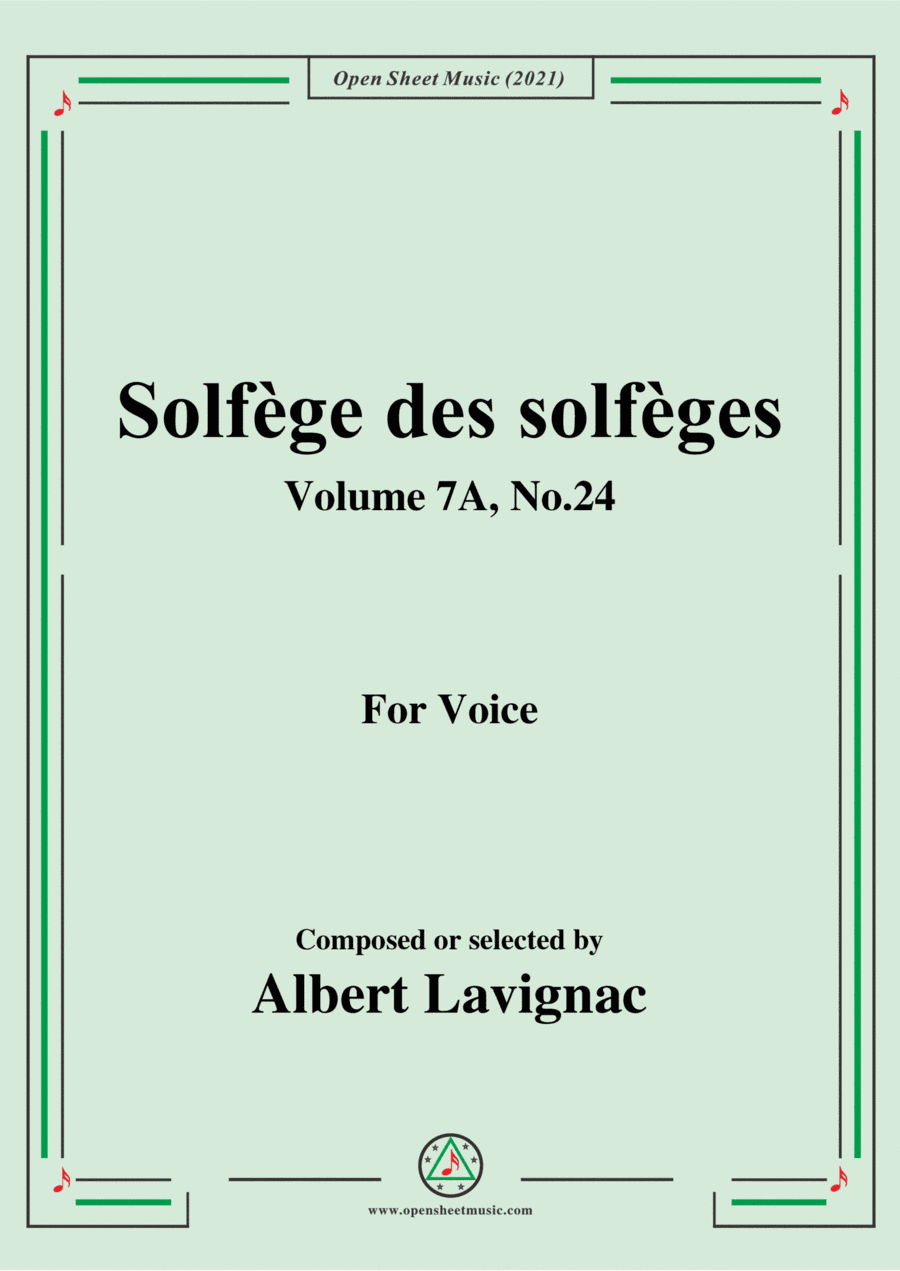 Lavignac-Solfege des solfeges,Volume 7A No.24,for Voice (arr. Open Cloud)