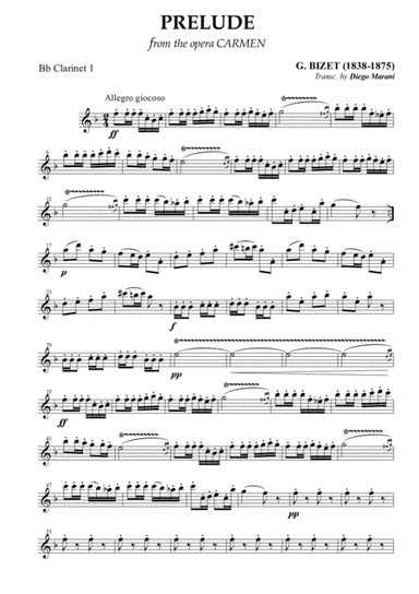 Carmen Overture (Prelude) for Clarinet Quartet (arr. Diego Marani)