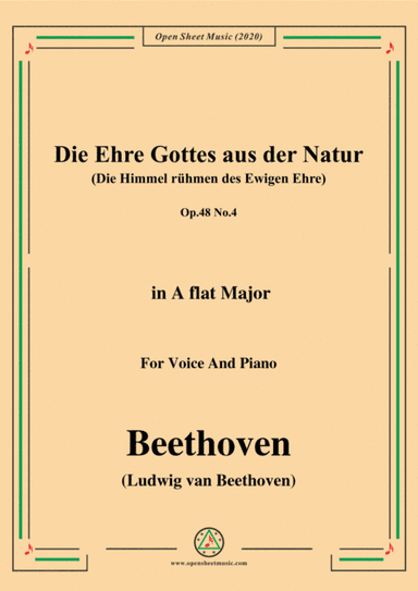 Beethoven-Die Ehre Gottes aus der Natur,in A flat Major,for Voice and Piano (arr. MSM)