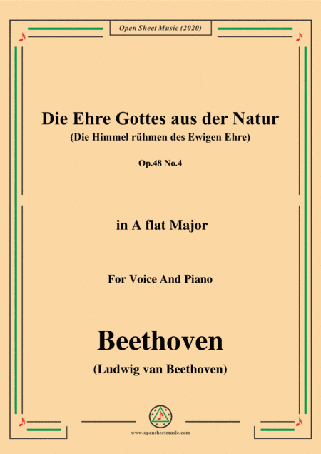Beethoven-Die Ehre Gottes aus der Natur,in A flat Major,for Voice and Piano (arr. MSM)
