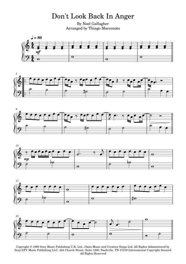 Don't Look Back In Anger (arr. Thiago Marconato)