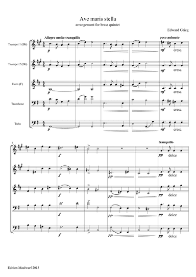Grieg Ave Maris Stella (arr. Edition Maulwurf)
