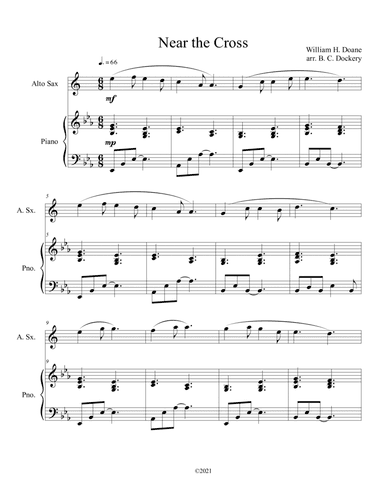 Near the Cross (alto sax solo) with optional piano accompaniment (arr. B. C. Dockery)