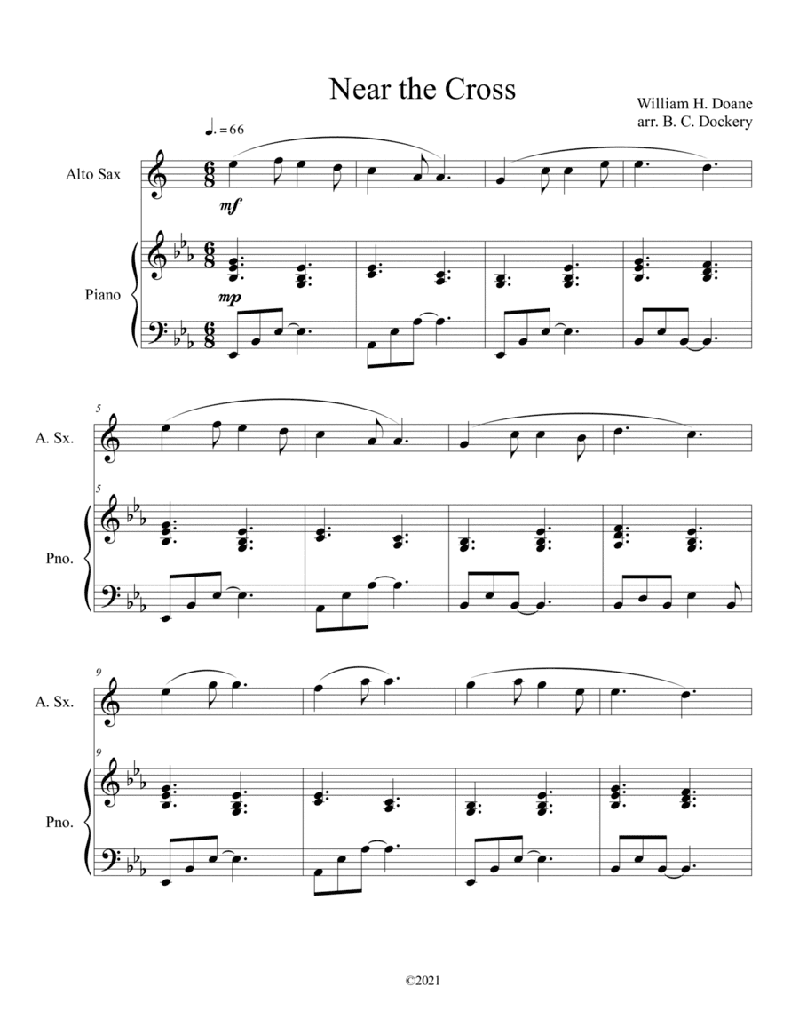 Near the Cross (alto sax solo) with optional piano accompaniment (arr. B. C. Dockery)
