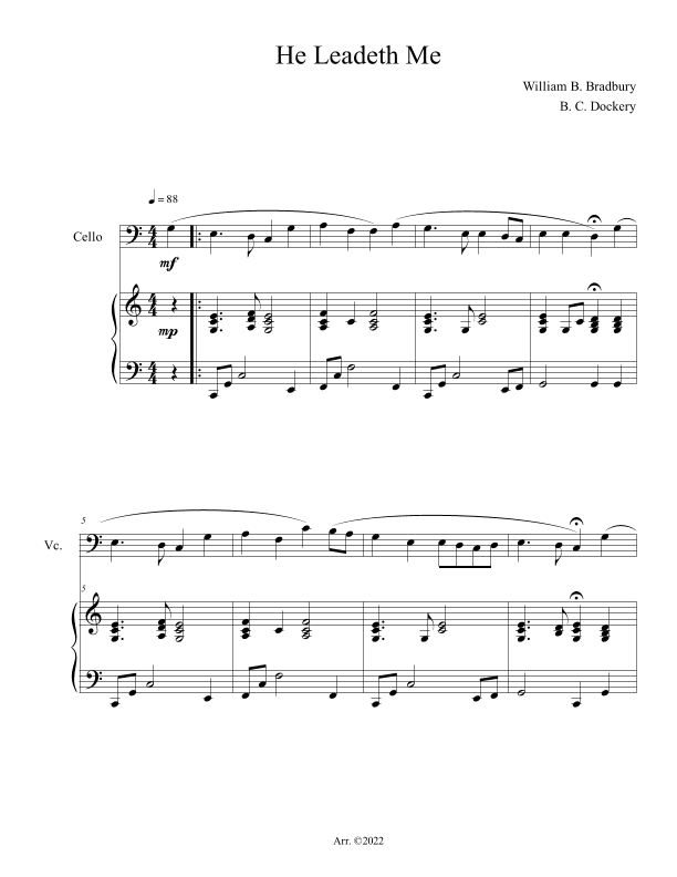 He Leadeth Me (Cello Solo with Piano Accompaniment) (arr. B. C. Dockery)