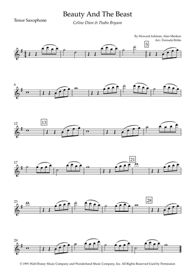 Beauty And The Beast (arr. Fernando Britto)