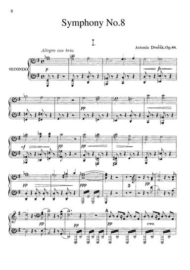 Dvorak Symphony  No.8  I, II, for piano duet(1 piano, 4 hands), PD803 (arr. Fukuhara)