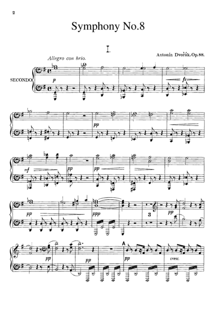 Dvorak Symphony  No.8  I, II, for piano duet(1 piano, 4 hands), PD803 (arr. Fukuhara)