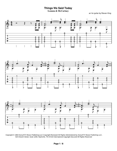 Things We Said Today (arr. Steven Michael King)