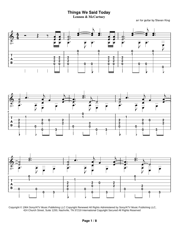 Things We Said Today (arr. Steven Michael King)