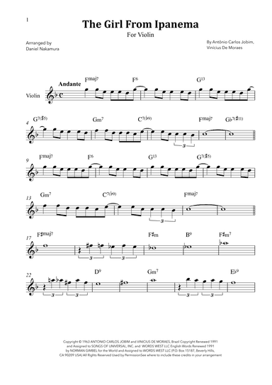 The Girl From Ipanema (garôta De Ipanema) (arr. Daniel Nakamura)