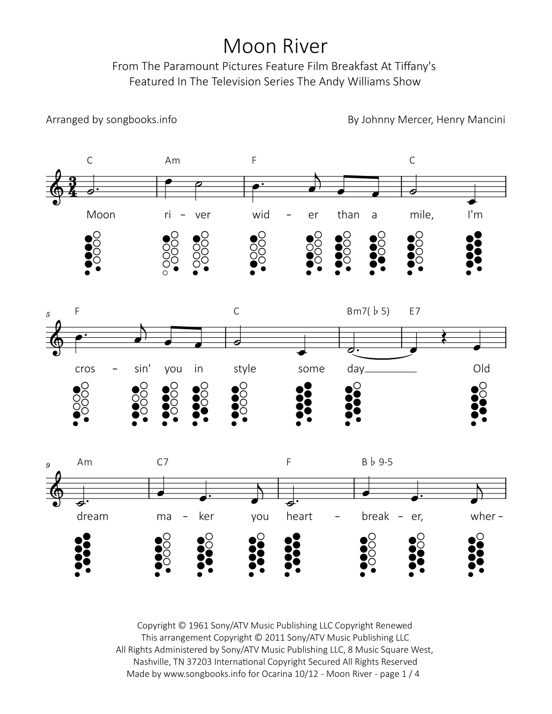 Moon River (arr. songbooks.info)