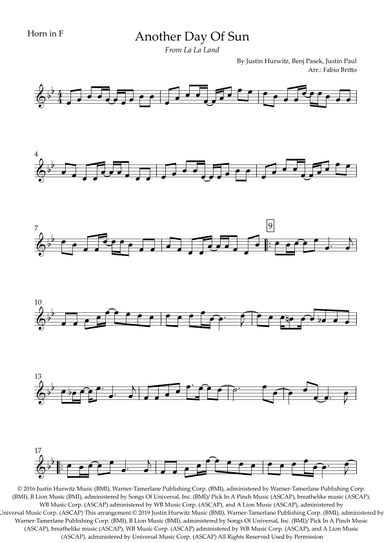 Another Day Of Sun (arr. Fabio Britto)