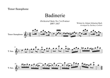 Badinerie BWV 1067 (arr. Zachary Corbett)
