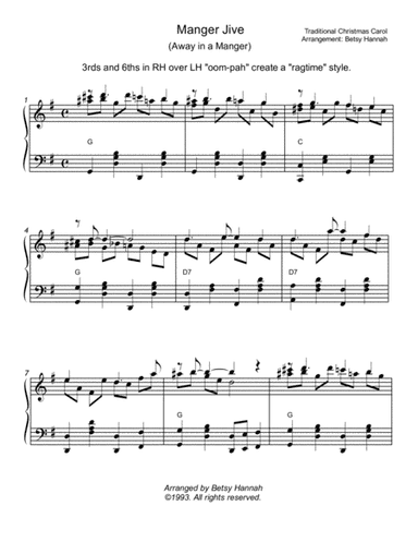 Manger Jive:  Away in a Manger in ragtime style (arr. Betsy Hannah)