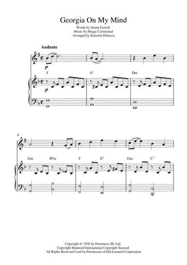 Georgia On My Mind (arr. Kaiserin Rebecca)