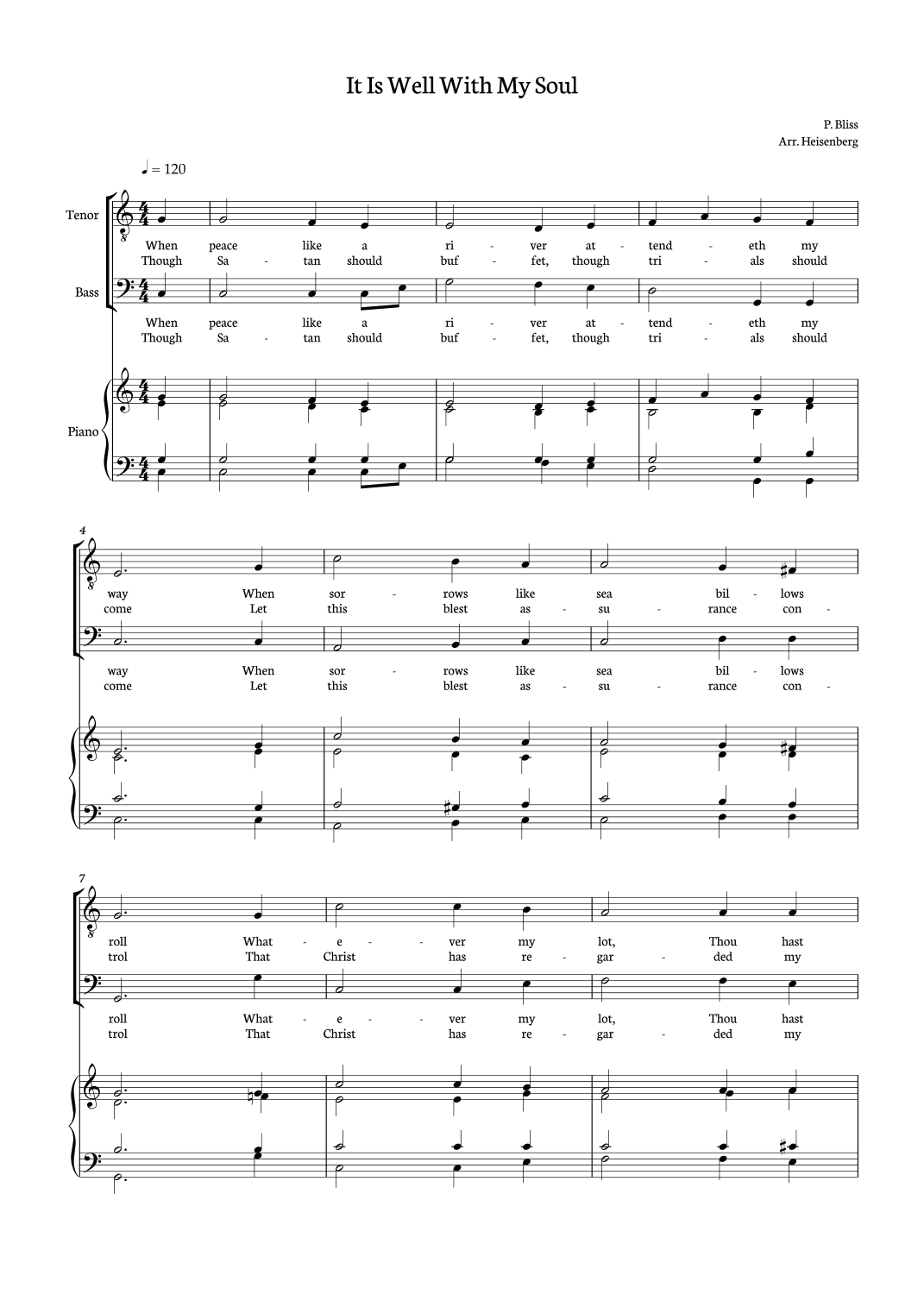 It Is Well With My Soul - TB Choir (arr. Heisenberg)