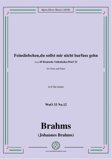 Brahms-Feinsliebchen,du sollst mir nicht barfuss gehn,WoO 33 No.12,in b flat minor,for Voice&Pno (arr. MSM)