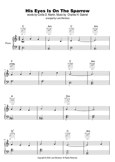 His Eyes Is On The Sparrow (arr. Luke Mendoza)