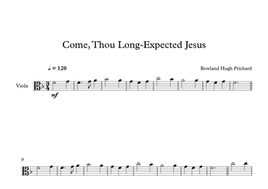 Come, Thou Long-Expected Jesus - Rowland Hugh Prichard (Viola) (arr. Digital Book Music)