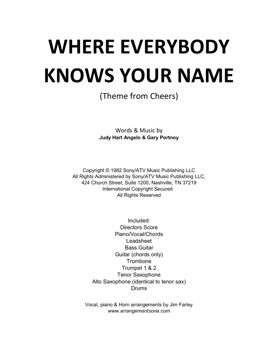 Where Everybody Knows Your Name (arr. Jim Farley www.arrangementsone.com)