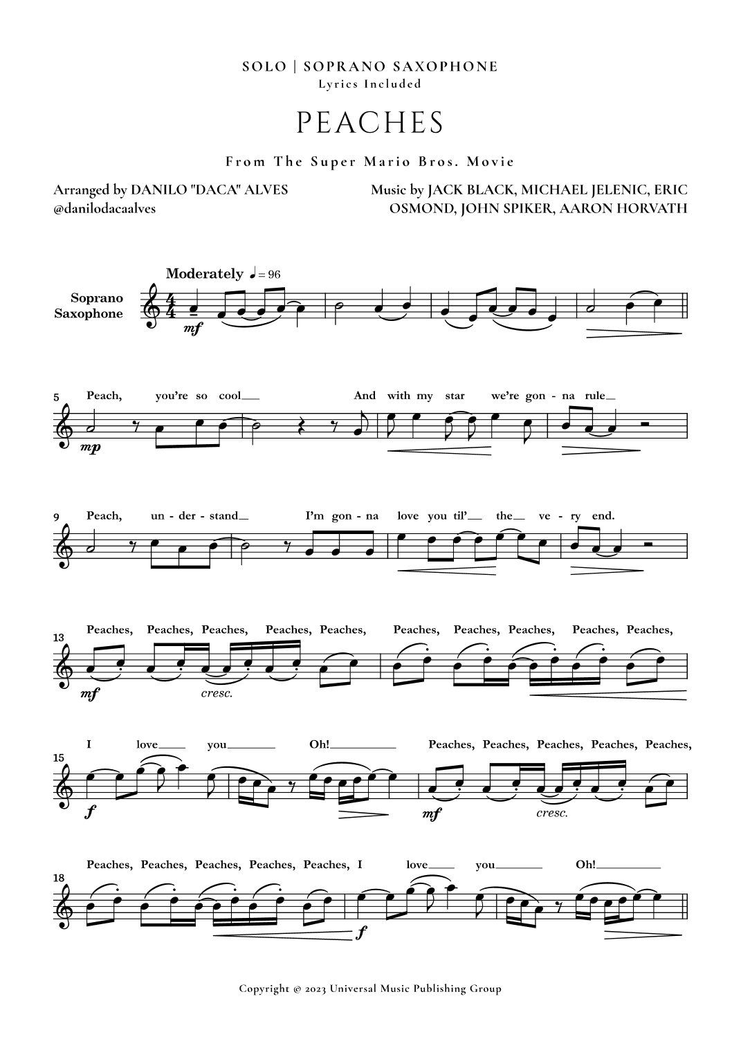 Peaches (arr. Danilo "Daca" Alves)