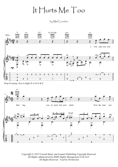 It Hurts Me Too (arr. PianoSheetNow)